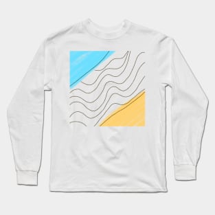 Blue green watercolor lines art design Long Sleeve T-Shirt